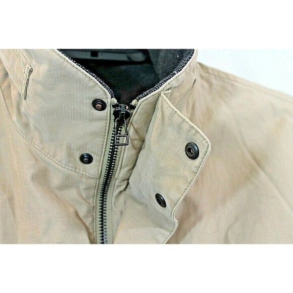 Nautica Tan Bomber Jacket Coat Hidden Hoodie Wool Like Lining Mens Size M - Picture 5 of 9